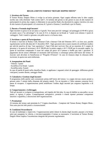 Regolamento Torneo di tennis